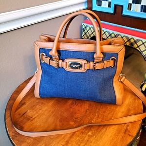 Michael Kors denim and leather satchel